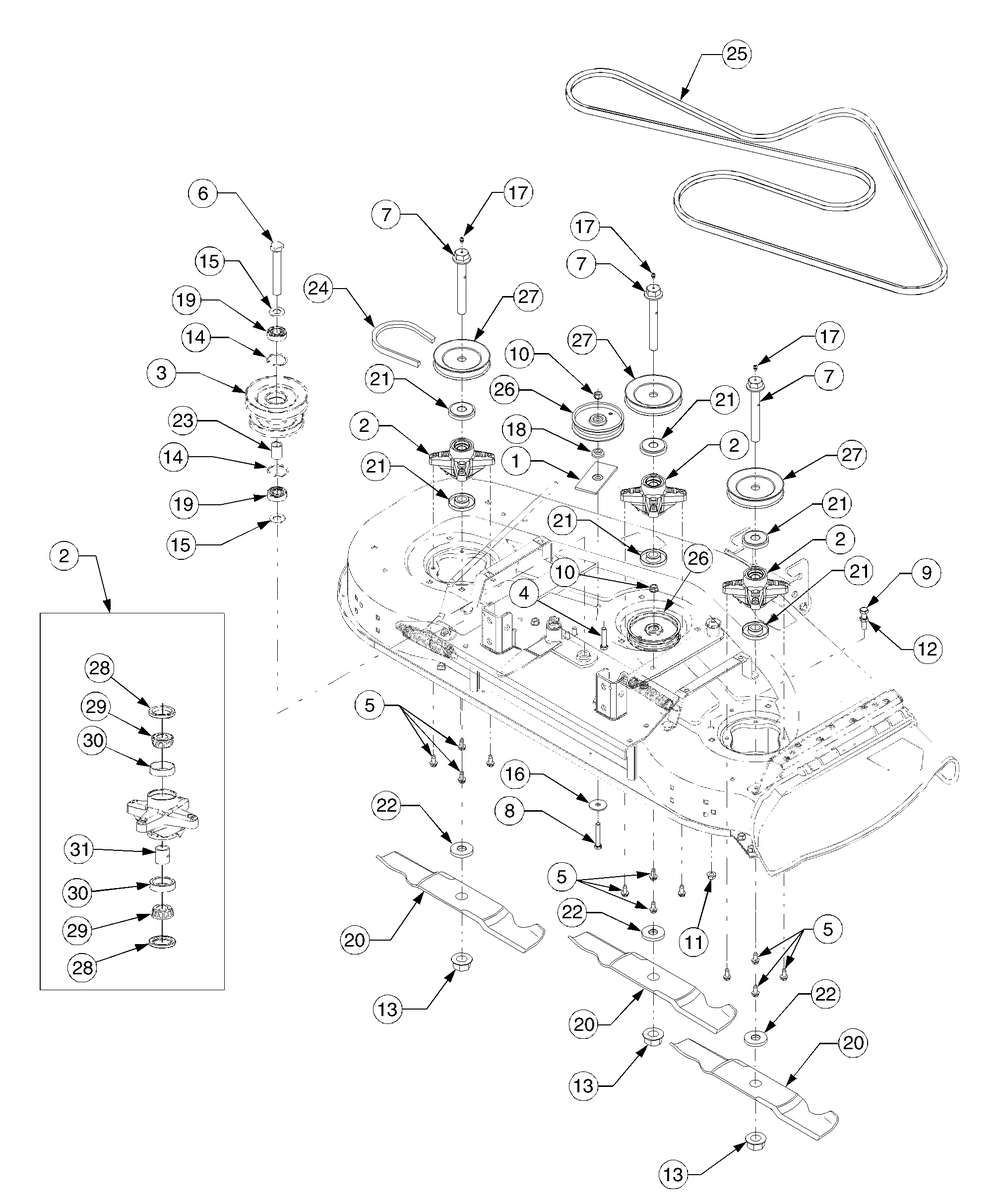 Deck Drive 54 Inch Diagram and Parts List for GT2554 K015-Before-13A2A7K710 Cub Cadet Lawn Tractor